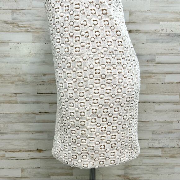 Tibi Sonoran Sleeveless Eyelet Shift Dress Size 0 Ivory Overlay Neutral Cotton - Picture 7 of 15